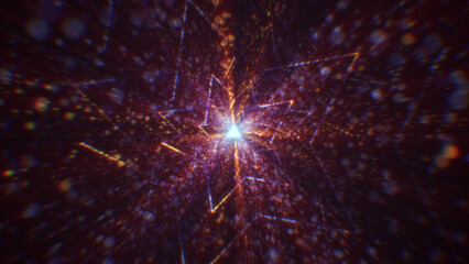 Fototapeta premium 3D rendering of an abstract digital tunnel in cyberspace made of particles