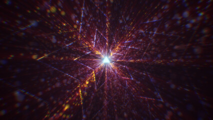 Fototapeta premium 3D rendering of an abstract digital tunnel in cyberspace made of particles
