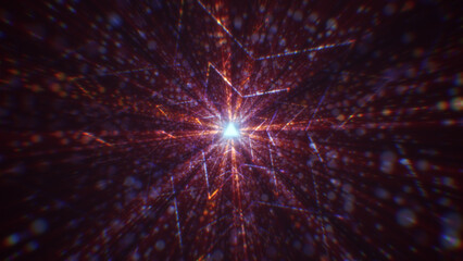 Fototapeta premium 3D rendering of an abstract digital tunnel in cyberspace made of particles