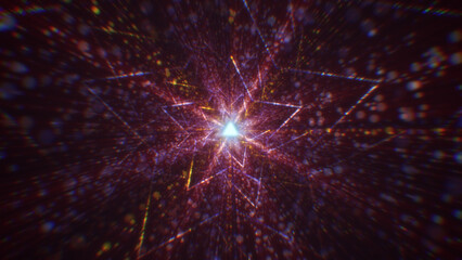 Fototapeta premium 3D rendering of an abstract digital tunnel in cyberspace made of particles