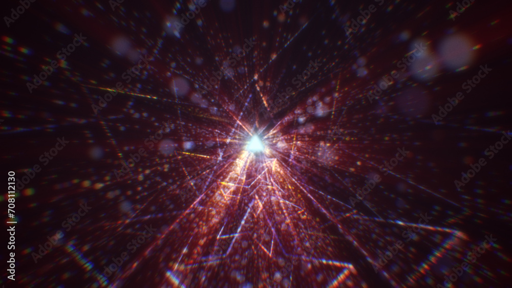 Wall mural 3d rendering of an abstract digital tunnel in cyberspace made of particles