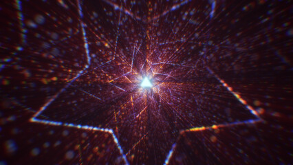 Fototapeta premium 3D rendering of an abstract digital tunnel in cyberspace made of particles
