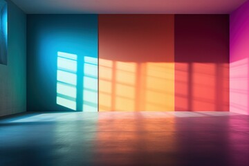 Colorful room with shadow patterns on walls