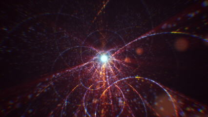 3D rendering of an abstract digital tunnel in cyberspace made of particles