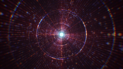 3D rendering of an abstract digital tunnel in cyberspace made of particles