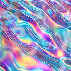 Fotobehang Abstract holographic iridescent liquid metal effect, seamless tile pattern © Georgina Burrows