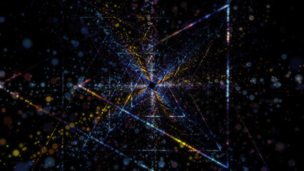 Fototapeta premium 3D rendering of an abstract digital tunnel in cyberspace made of particles