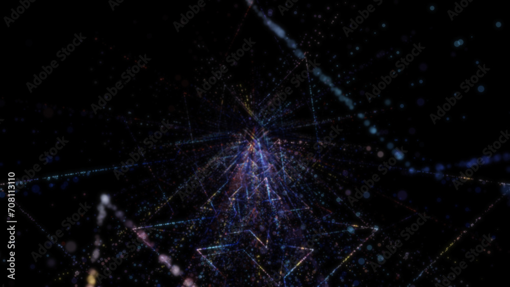 Wall mural 3d rendering of an abstract digital tunnel in cyberspace made of particles