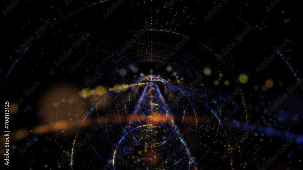 Wall mural 3d rendering of an abstract digital tunnel in cyberspace made of particles
