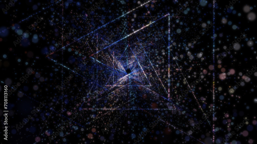 Wall mural 3d rendering of an abstract digital tunnel in cyberspace made of particles