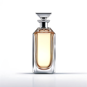 Tall perfume bottle isolated on white blank background