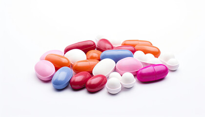 Obraz na płótnie Canvas Colourful pills isolated on clear white background