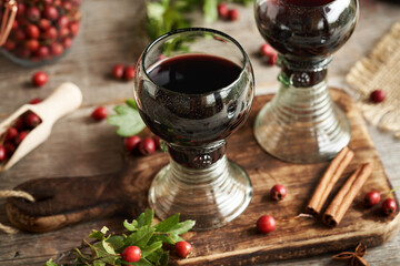 Healing wine prepared from fresh hawthorn berries and cinnamon