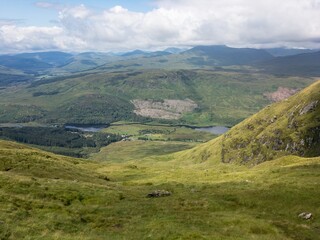 Naklejka premium Landscape, Loch Iubhair, Loch Dochart and River Fillan view from Ben More, Scotland