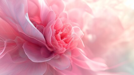 An image of a pink flower, in the style of fluid dynamic brushwork, light white and light crimson, rococo pastel, soft lighting