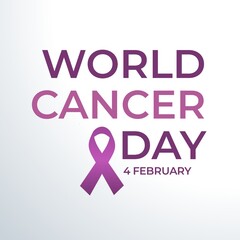 World Cancer Day illustration stop cancer campaign on white grey gradation color background. World Cancer Day February 4th design