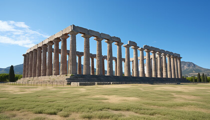 Fototapeta na wymiar Ancient Greek ruins stand tall, showcasing history generated by AI