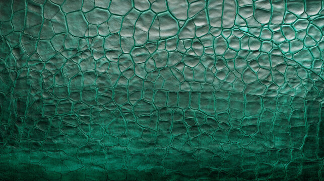 Cracked structured leather modern green turquoise black design as background texture