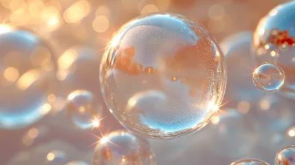 Fotobehang  Bubbles water drops background. Generative ai © Lathd