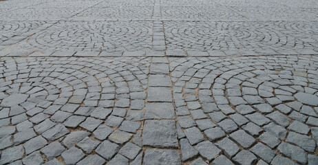 Old cobblestone pavement close up