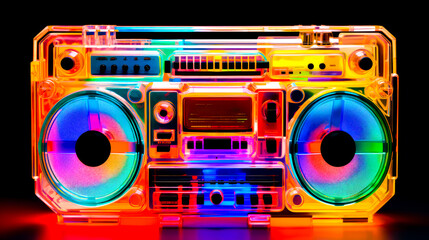 Fototapeta premium Boombox with boombox on top of it in the middle of table.