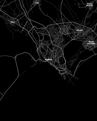 Cagliari Italy Map, Detailed Dark Map of Cagliari Italy