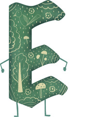 Illustration of a letter E Typography clipart Png with transparent background