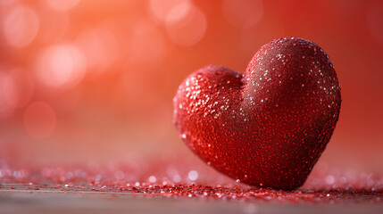 Obraz premium A 3D red heart on a brilliant background.