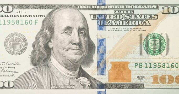 Sad, cry dollar character animation of the USA money. Dollar financial crisis, economic depression concept. Benjamin Franklin on hundred dollar bill usd. Facial expressions of United States president