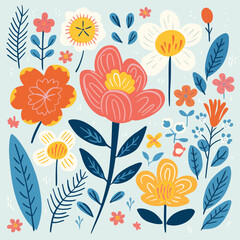 vector garden botanical element collection set