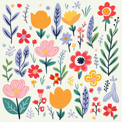 vector garden botanical element collection set