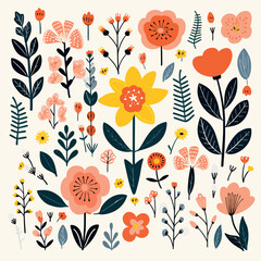 vector garden botanical element collection set