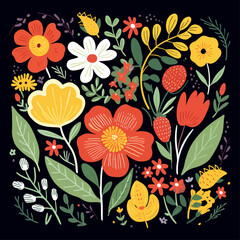 vector garden botanical element collection set