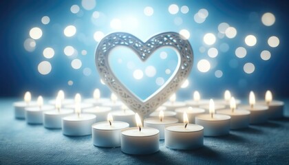 Romantic Candlelight Background with Heart, Valentine's Day Concept