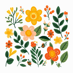 vector garden botanical element collection set