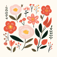 vector garden botanical element collection set