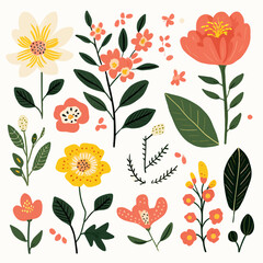 vector garden botanical element set