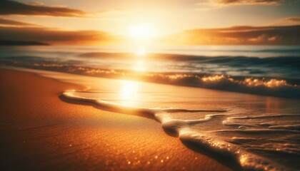 Golden Sunrise Over Tranquil Beach, Serenity Concept