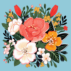 vector garden botanical element set