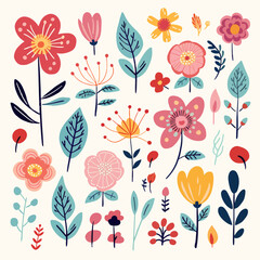 vector garden botanical element set