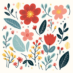 vector garden botanical element set