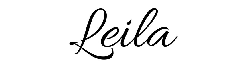 Leila - black color - female name - ideal for websites, emails, presentations, greetings, banners, cards, books, t-shirt, sweatshirt, prints, cricut, silhouette,		

