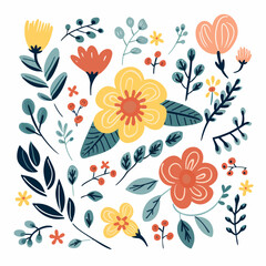 vector garden botanical element set