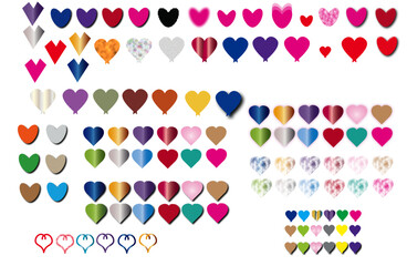 Set of colorful hearts