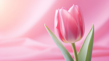 Fototapeta premium pink tulips on a pink background