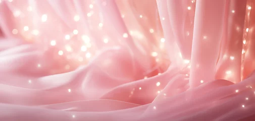 Foto op Aluminium Magical fairy lights with soft focus and pink fabric textures for wallpaper or background 001 © Sharon