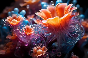Liquid coral in a dance of vibrant colors, captured in HD perfection