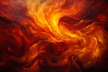 Liquid flames of crimson and gold colliding in a mesmerizing abstract display, creating an intense and fiery wallpaper background