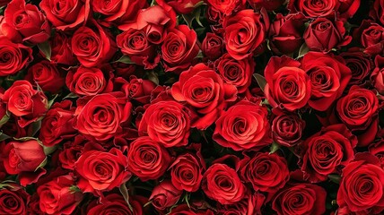 Natural fresh red roses flowers pattern wallpaper. top view