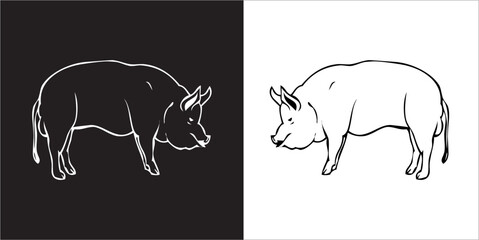 Illustration vector graphics of pig icon